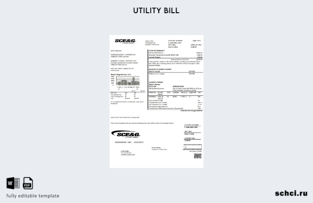 цифровая загрузка шаблона счета за электроэнергию SCE&G США, Южная Каролина